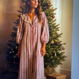 Lanz of Salzburg Vintage flannel hearts winter nightgown PJs Pajamas